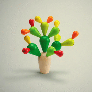 Wooden Balancing Cactus